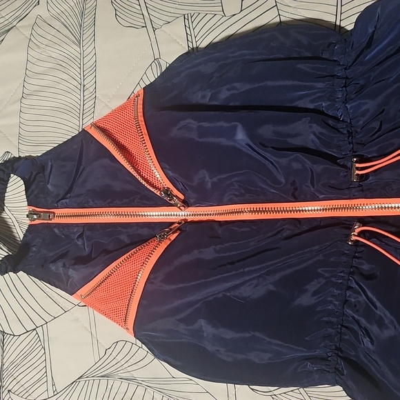 Navy and Pink Zip-Up Halter Jumpsuit Size Small - Picture 1 of 8